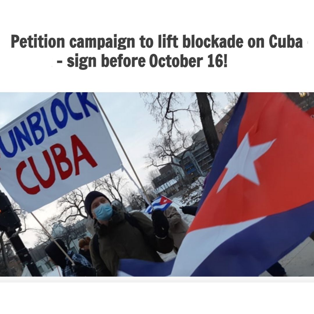 Petition campaign to lift blockade on Cuba – sign before October 16!