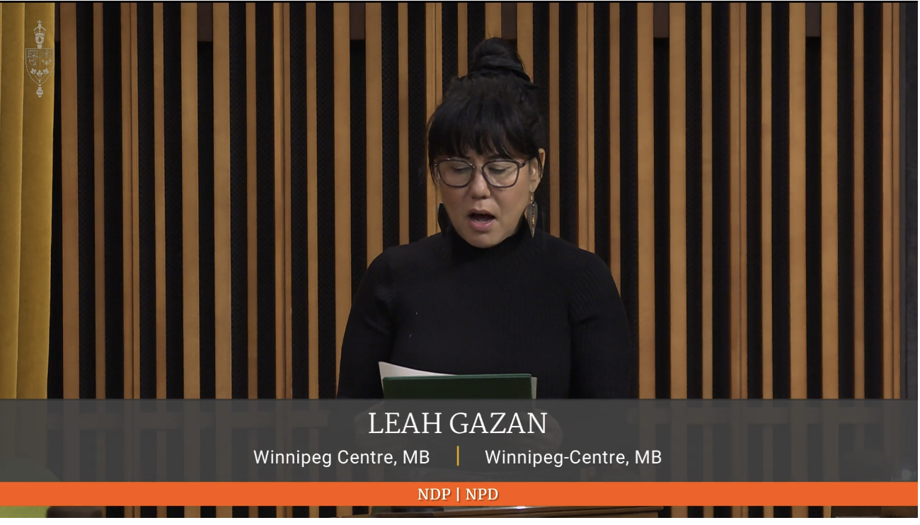 NDP MP Leah gazan presents petition E-7649 to parliament